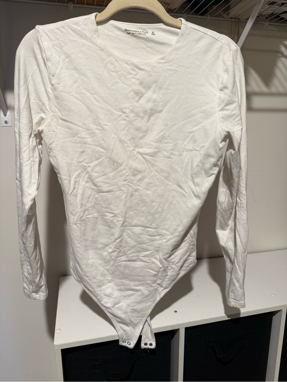 Abercrombie & Fitch White Long Sleeve Snap Bodysuit